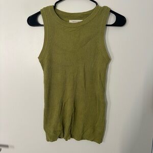 Olive Green Ribbed Knit Tank Top